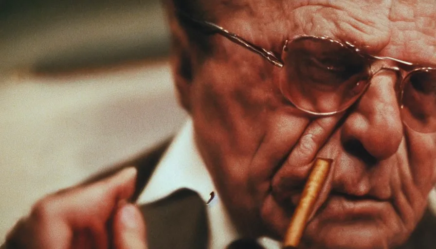 Prompt: 60s movie still close-up portrait of Josip Broz Tito smoking cigar, cinestill 800t 120mm eastmancolor, cinematic, very detailed, skin texture, high quality