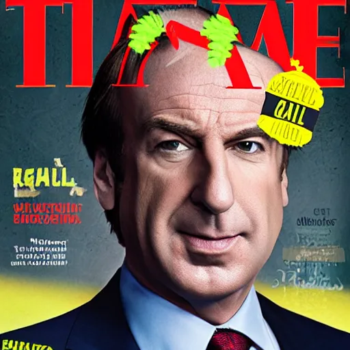 Image similar to Saul Goodman on the cover of Time Magazine, highly detailed