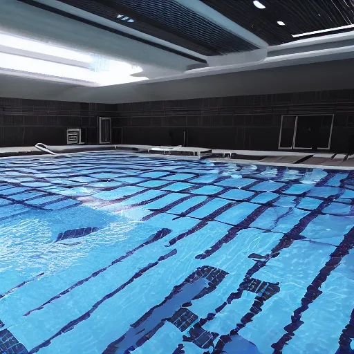 Image similar to cyberpunk swimming pool with nobody