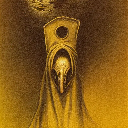 Image similar to plague doctor illustrated by zdzisław beksinski, trending on artstation, 4 k, 8 k