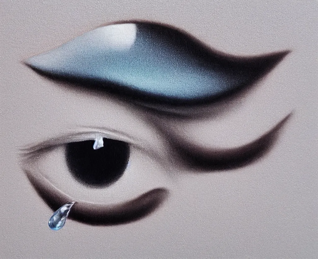 Image similar to realistic and detailed soft airbrush of a glossy water drop dripping on a white background, inspired by 8 0's airbrush illustrations, art by pater sato