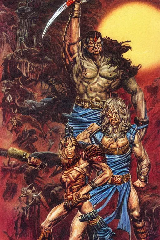 Image similar to A tall strong fighter by larry Elmore, Jeff easley and Frank Frazetta, and Boris Valejo