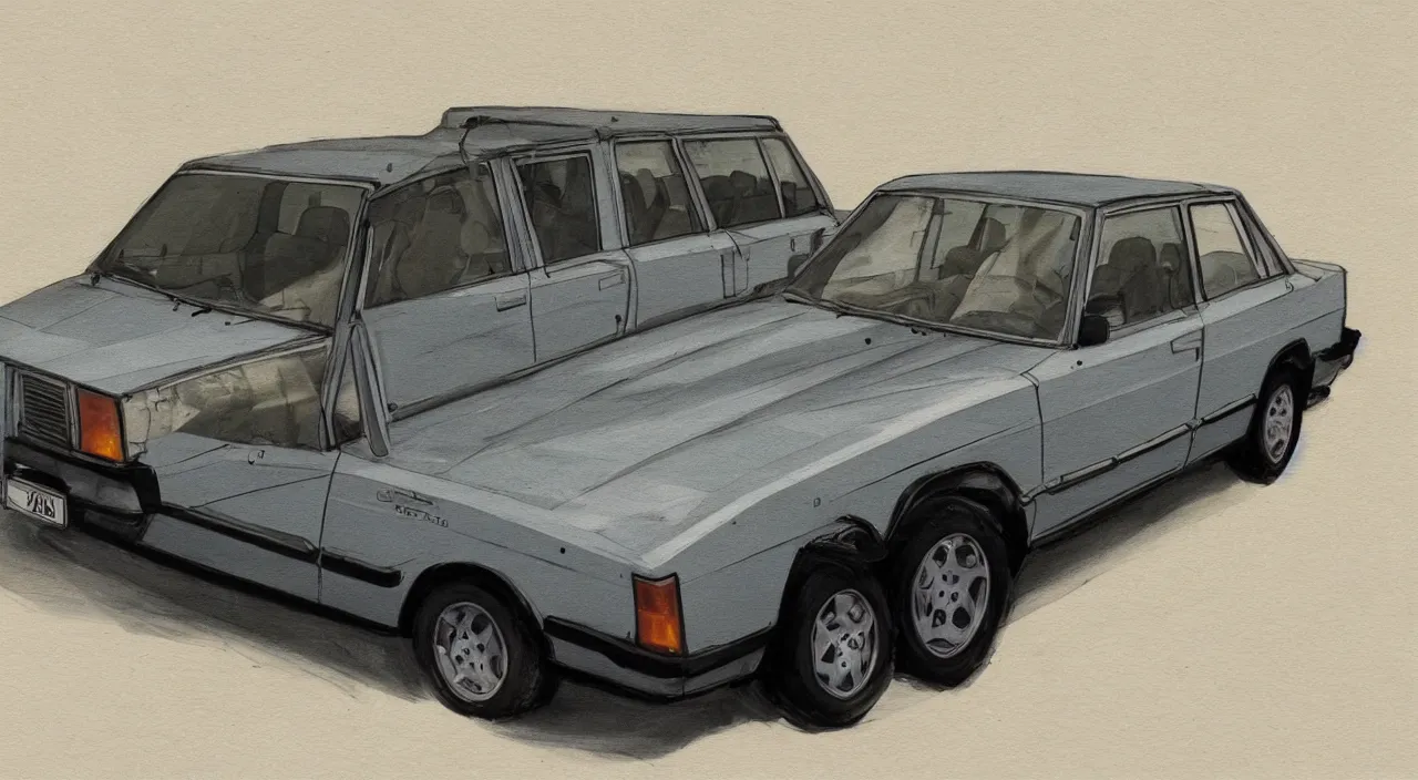 Image similar to concept art of a volvo 240, high detail, high definition, 8k