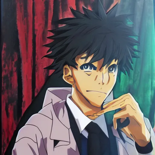 Prompt: anime portrait of obama as an anime boy, spike spiegel, cowboy bebop, trending on artstatoin