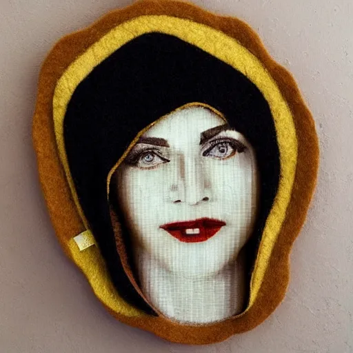 Image similar to madonna made from wood and wool only