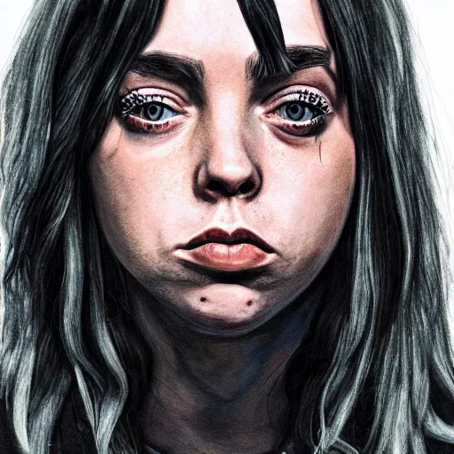 Prompt: realistic illustration of billie eilish