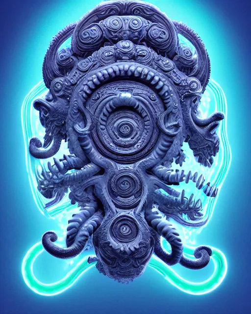 Prompt: 3 d ornate carved medusa with profile portrait, sigma 5 0 0 mm f / 5. beautiful intricate highly detailed quetzalcoatl skull. bioluminescent, plasma, lava, ice, water, wind, creature, thunderstorm! artwork by tooth wu and wlop and beeple and greg rutkowski, 8 k trending on artstation