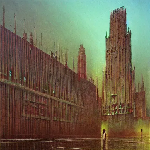 Image similar to wroclaw in the future made by zdzislaw beksinski