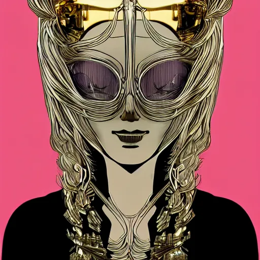 Image similar to gold and silver tones, cybernetic princess, style of moebius, james jean, mcbess, long glowing ethereal hair, cinematic, highly detailed, award winning, 8 k photorealistic