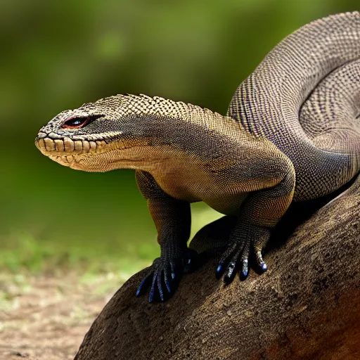 Prompt: snake morphed with a Komodo dragon.