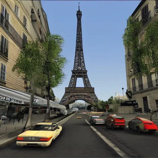 Prompt: paris as grand theft auto vi