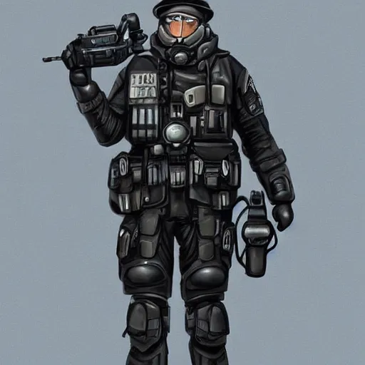 Image similar to full body concept art of a Gear Policeman trending on artstation deviantart Pinterest detailed High Resolution HD 8k