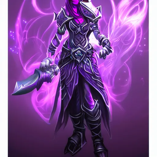 Prompt: violet void warrior, fantasy game art, fantasy rpg, league of legends style artwork