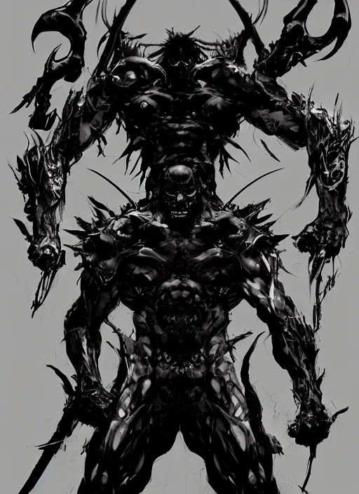 Prompt: Demon with many thousand eyes. In style of Yoji Shinkawa and Hyung-tae Kim, trending on ArtStation, dark fantasy, great composition, concept art, highly detailed.