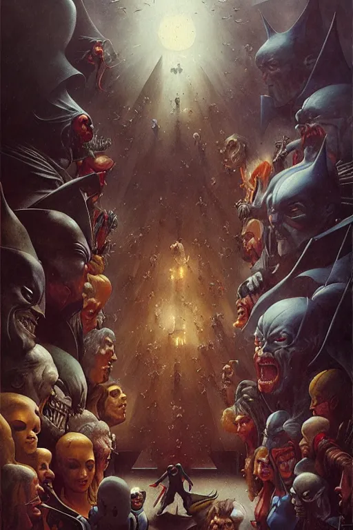 Prompt: hieronymus bosch, greg rutkowski, anna podedworna, painting of the x - men 1 9 9 0 s