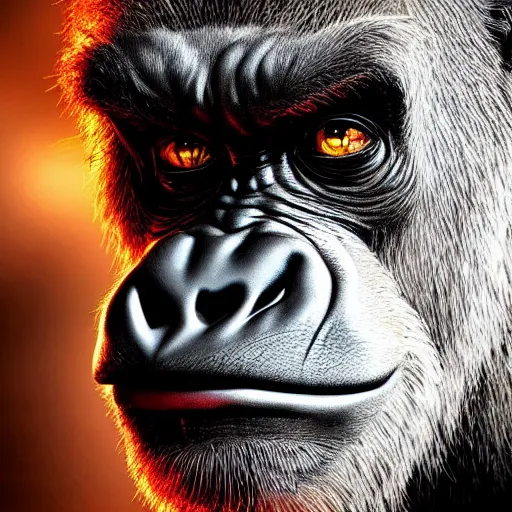 Image similar to stunning awe inspiring a gorilla as the joker movie still 8 k hdr atmospheric lighting