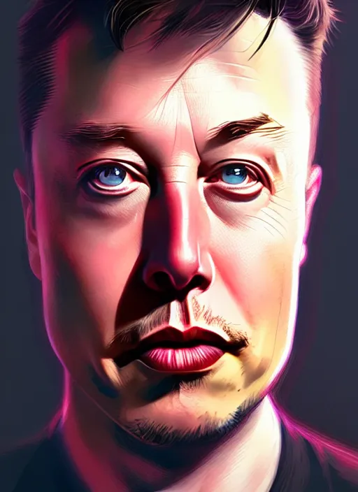 Prompt: elon musk, portrait, sharp focus, digital art, concept art, dynamic lighting, subsurface scattering, photoreal, trending on artstation, by emylie boivin and rossdraws