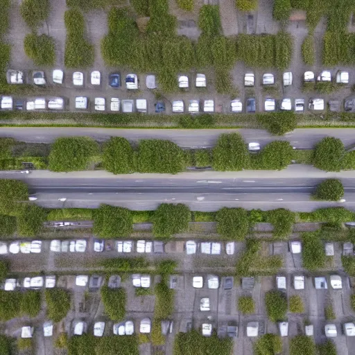 Image similar to Beatiful Fuzzy Photograph of an infinite infinite infinite parking lot, Long shot, full shot, wide shot, low angle,wide angle lens