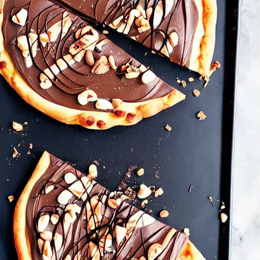 Prompt: chocolate and peanut butter pizza, cookbook photo