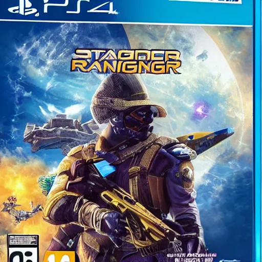 Image similar to video game box art of a ps 4 game called star ranger ii, 4 k, highly detailed cover art.