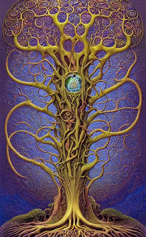 Image similar to tree of life by roger dean and andrew ferez, art forms of nature by ernst haeckel, divine chaos engine, symbolist, visionary, art nouveau, botanical fractal structures, organic, detailed, realistic, surreality