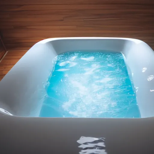 Prompt: photo of a bathtub filled with water, underwater