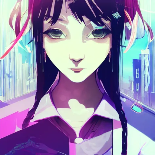 Prompt: Frequency indie album cover, luxury advertisement, white and purple colors. highly detailed post-cyberpunk sci-fi close-up schoolgirl in asian city in style of cytus and deemo, mysterious vibes, by Ilya Kuvshinov, by Greg Tocchini, nier:automata, set in half-life 2, beautiful with eerie vibes, very inspirational, very stylish, with gradients, surrealistic, postapocalyptic vibes, depth of filed, mist, rich cinematic atmosphere, perfect digital art, mystical journey in strange world, beautiful dramatic dark moody tones and studio lighting, shadows, bastion game, arthouse