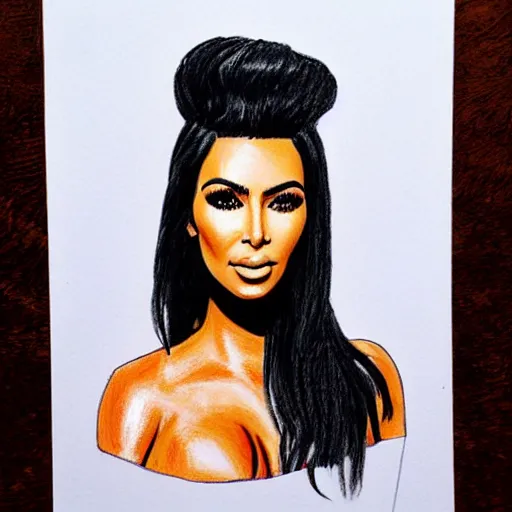 Image similar to Kim Kardashian picture drawn with wax crayon