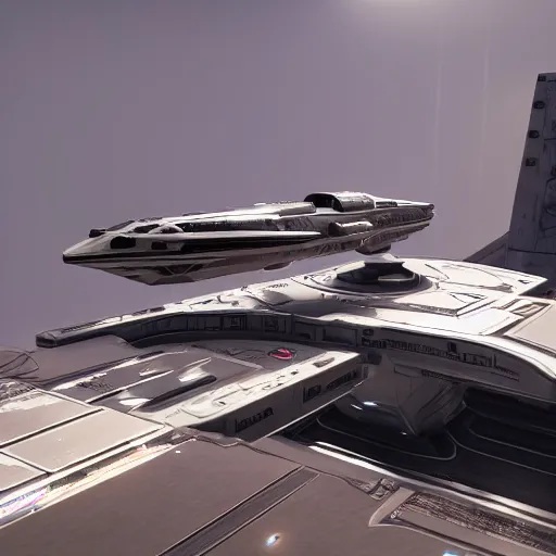 Prompt: an imperial super starship, realistic, 8 k, raytracing, cinematic