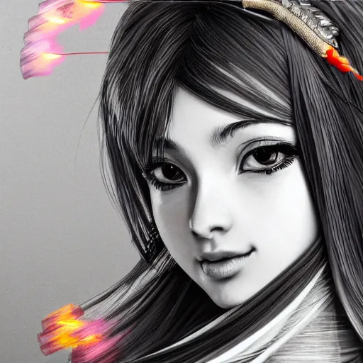 Image similar to girl in saree lighting firecracker, elegant, young sensual anime girl, ultrafine hyperrealistic detailed face illustration by kim jung gi, irakli nadar, intricate linework, sharp focus, bright colors, matte, octopath traveler, final fantasy, unreal engine highly rendered, global illumination, radiant light, intricate environment