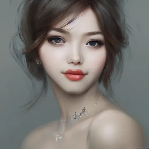 Image similar to a beautiful and elegant girl by wlop, dream, closeup headshot, 8 k, high detailed, ultra - realistic painting, trending on artstation.