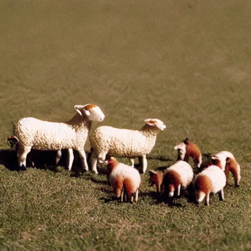 Prompt: scene of jesus shepard with sheeps on a meadow as nendoroid, kodak film