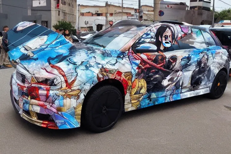 Image similar to anime-car-wrap, putin