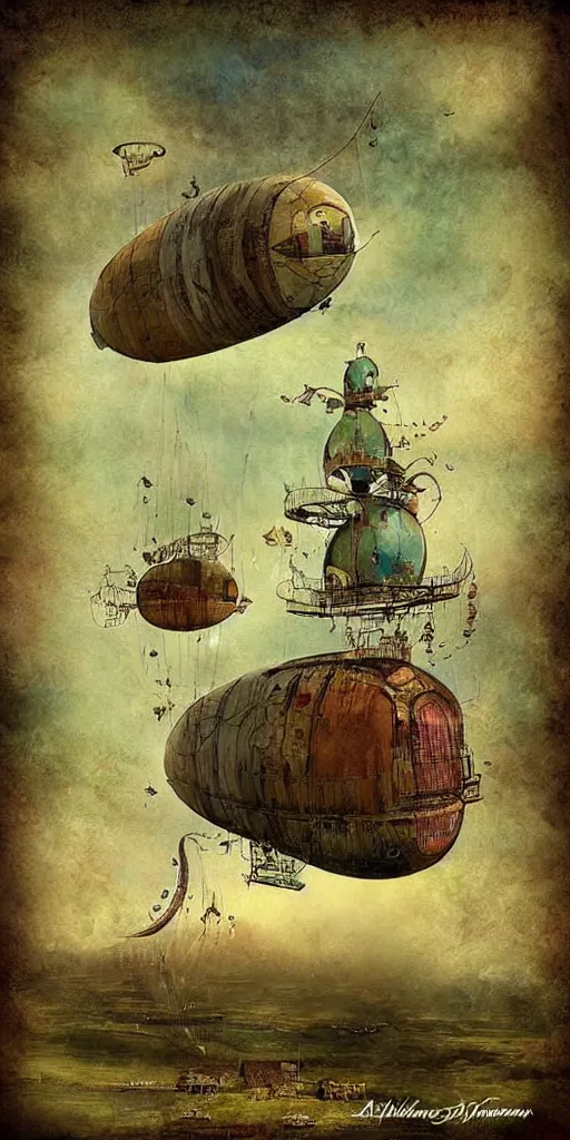 Image similar to a vintage living airship by alexander jansson