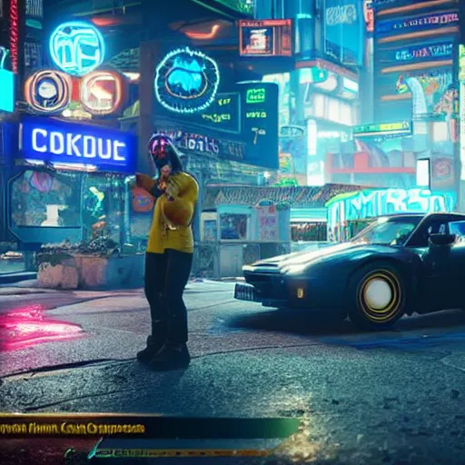 Image similar to cookie monster in cyberpunk 2 0 7 7 unreal engine 5 8 k hyperdetailed