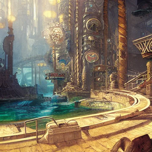 Image similar to underwater city, bioshock, highly detailed painting by gaston bussiere, craig mullins, j. c. leyendecker 8 k