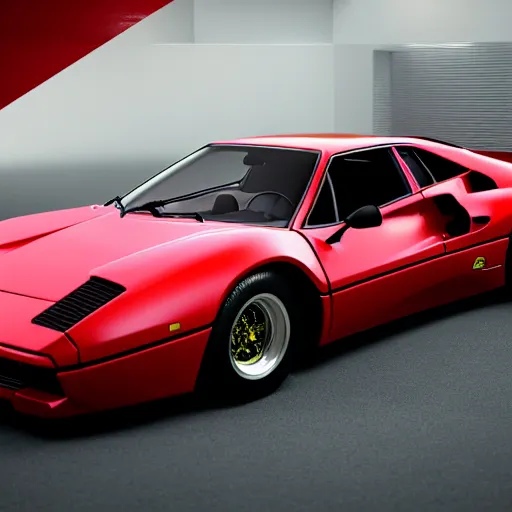Image similar to ferrari 288 gto, hypermaximalistic, high details, cinematic, 8k resolution, beautiful detailed, insanely intricate details, artstation trending, octane render, unreal engine,