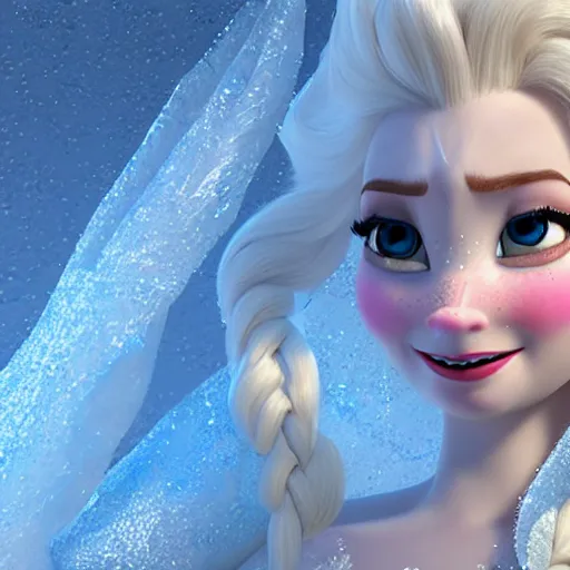 Prompt: closeup of a photorealistic 3d model elsa frozen