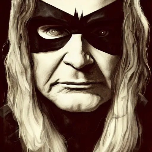 Image similar to portrait of Ozzy Osbourne as batman, highly detailed, artstation, concept art, sharp focus, illustration, art by Carel Fabritius