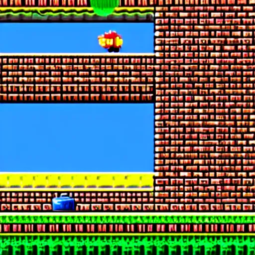 Image similar to A first-person view inside Word 1-1 of Super Mario Bros.