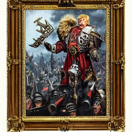 Image similar to donald trump as a vermin, warhammer vermentide, hyperdetailed painting