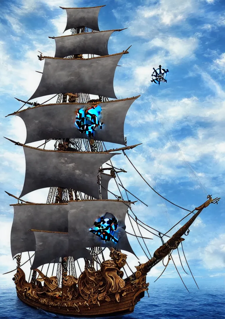 Prompt: Pirate Ship Entering the Seventh Dimension. Photorealistic. Masterpiece.