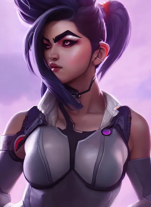 Prompt: character portrait of a fusion of Widowmaker from Overwatch and Winston from Overwatch by ArtGerm and Tom Bagshaw, 4k, highly detailed, cinematic lighting, characters merged