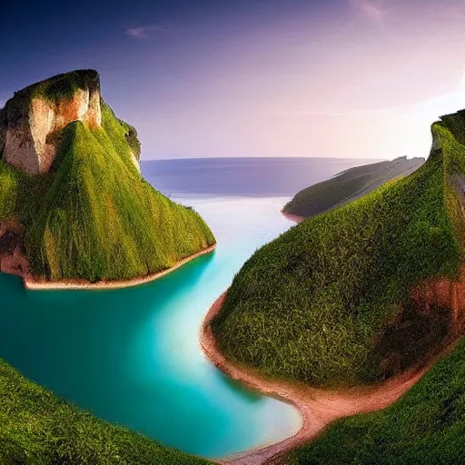 Image similar to beautiful photograph of a lush natural scene on an alien planet featured in sony world photography awards 2 0 3 0. extremely detailed. beautiful landscape. weird vegetation. cliffs and water.