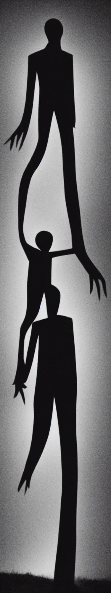 Prompt: Full body Portrait of slenderman backlit by sodium street lights