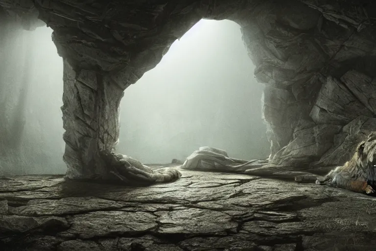 Image similar to tarkovsky scene, hyper realistic, ambient lighting, concept art, intricate, hyper detailed, smooth, dynamic volumetric lighting, octane, raytrace, cinematic, high quality, high resolution, 4 k, film grain, lion king