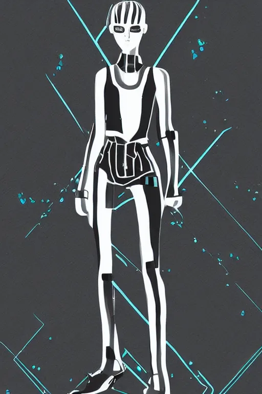 Image similar to full body portrait of punk girl clothing inspired by bladerunner and tron legacy, plain background, ultrafine detail, digital concept art, masterpiece!!!