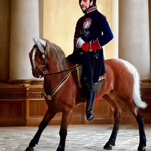 Image similar to portrait of emmanuel macron dressed as napoleon in parliament, natural light, sharp, detailed face, magazine, press, photo, steve mccurry, david lazar, canon, nikon, focus