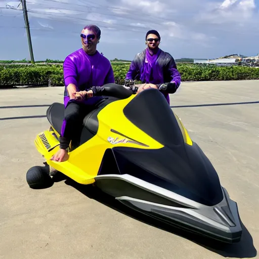 Prompt: thanos riding jetski at costco