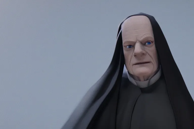 Prompt: a cinematic still of Ian McDiarmid as palpatine, ((octane render, nvidia raytracing demo)), masterpiece